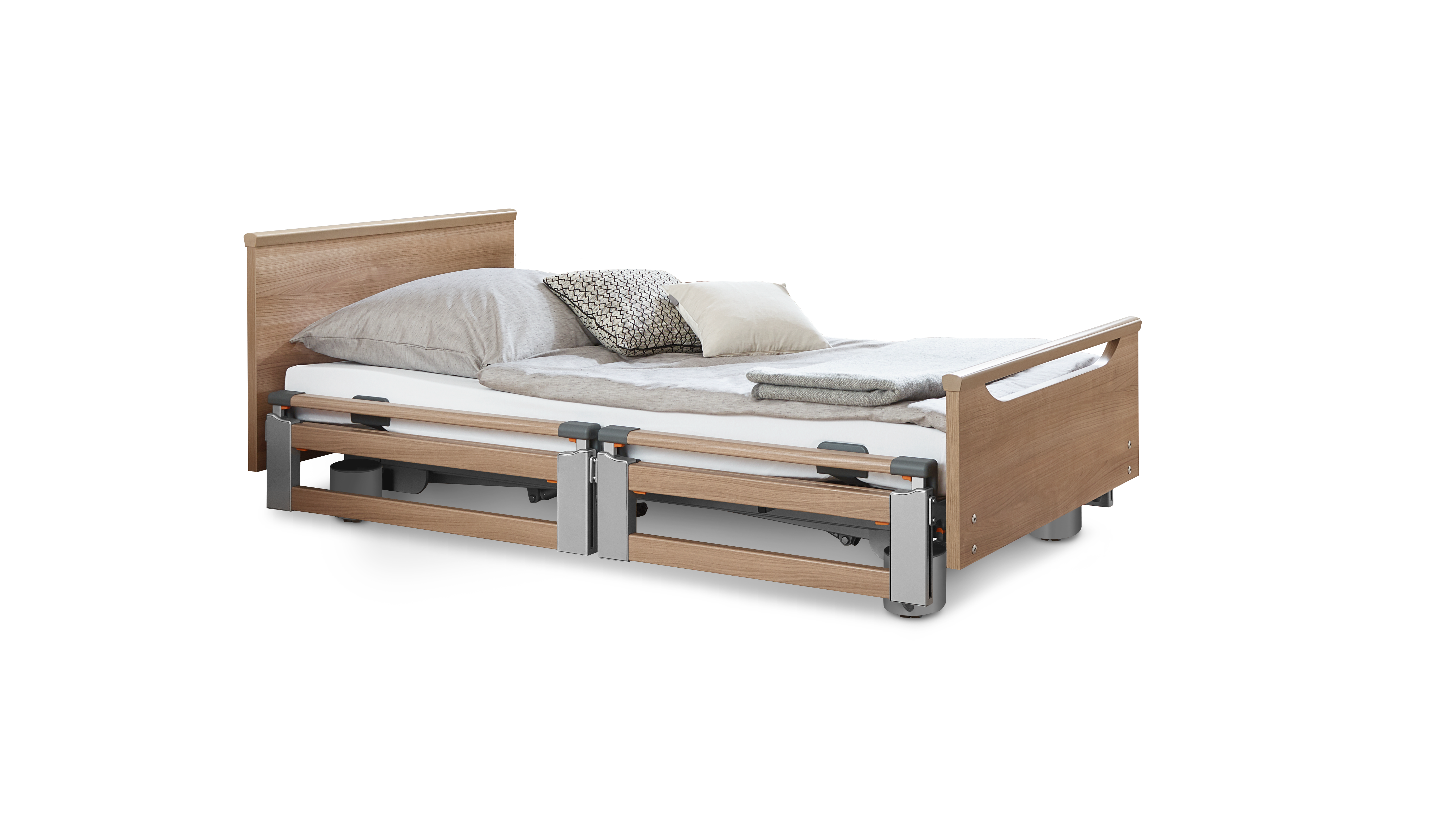 Side rails one side split, telescopic (TSG) and one side wooden side panels